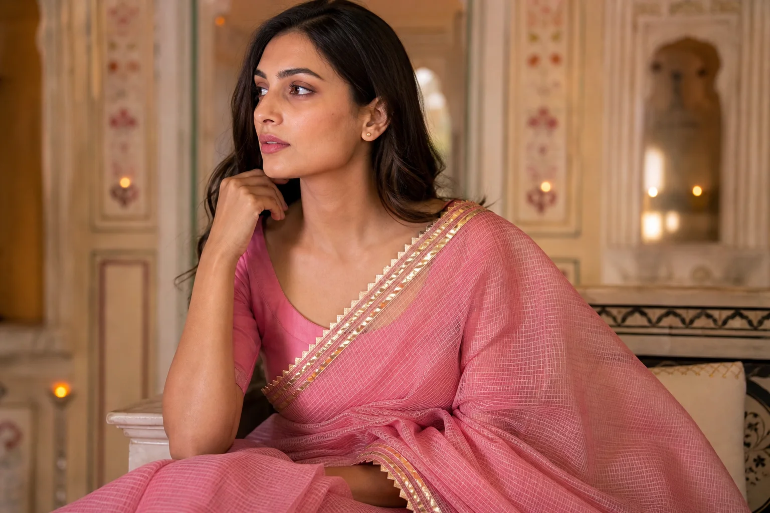 How to Style a Gota Patti Kota Doria Saree